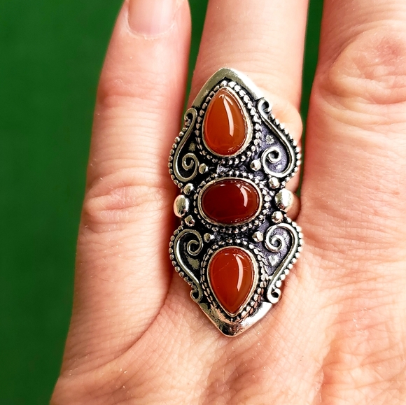 ***Sale***New Carnelian 925 Silver Statement Ring. - Picture 3 of 9